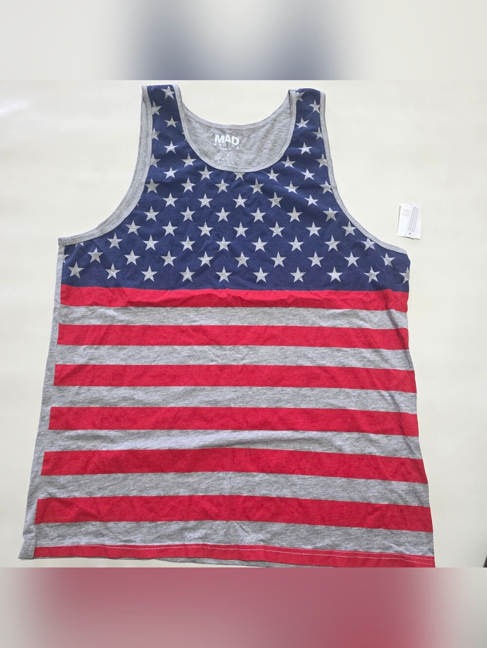 MAD Engine Patriotic Star & Stripe Tank - Blue, Red, Gray Size L